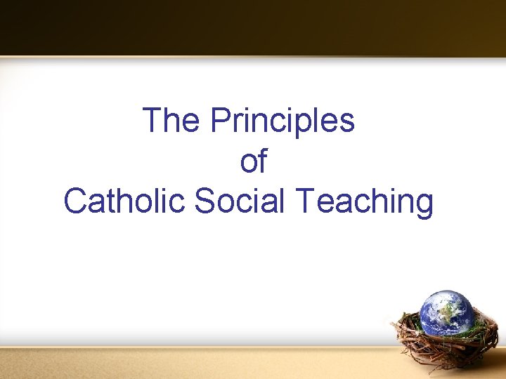 The Principles of Catholic Social Teaching 