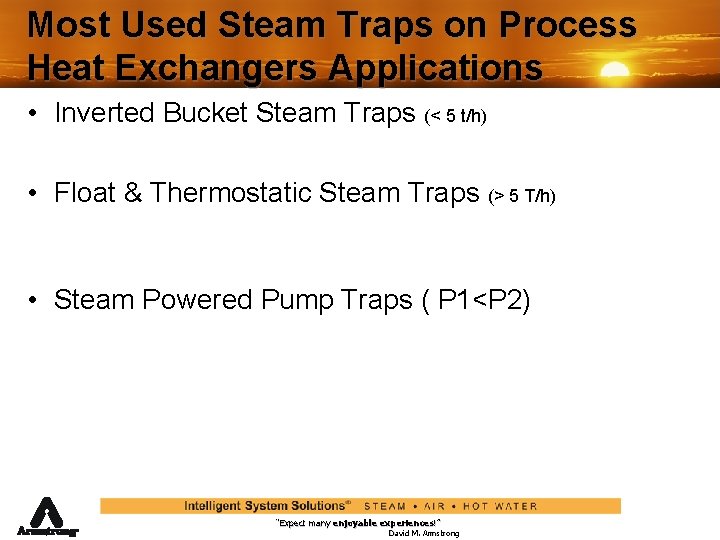 Most Used Steam Traps on Process Heat Exchangers Applications • Inverted Bucket Steam Traps