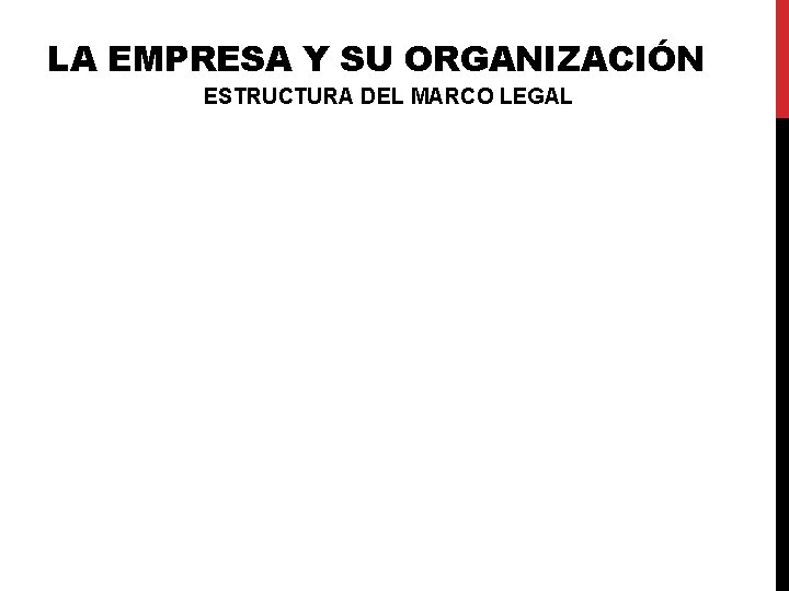 LA EMPRESA Y SU ORGANIZACIÓN ESTRUCTURA DEL MARCO LEGAL LA EMPRESA Y SU ORGANIZACIÓN ESTRUCTURA DEL MARCO LEGAL