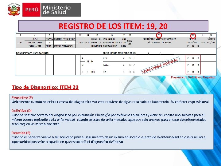 REGISTRO DE LOS ITEM: 19, 20 LAS LE E GIBL LE TRA SIG NO REGISTRO DE LOS ITEM: 19, 20 LAS LE E GIBL LE TRA SIG NO