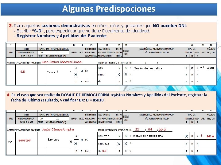 Algunas Predispociones 3. Para aquellas sesiones demostrativas en niños, niñas y gestantes que NO Algunas Predispociones 3. Para aquellas sesiones demostrativas en niños, niñas y gestantes que NO