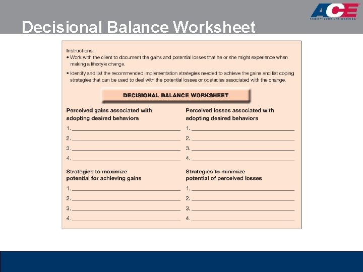 Decisional Balance Worksheet 