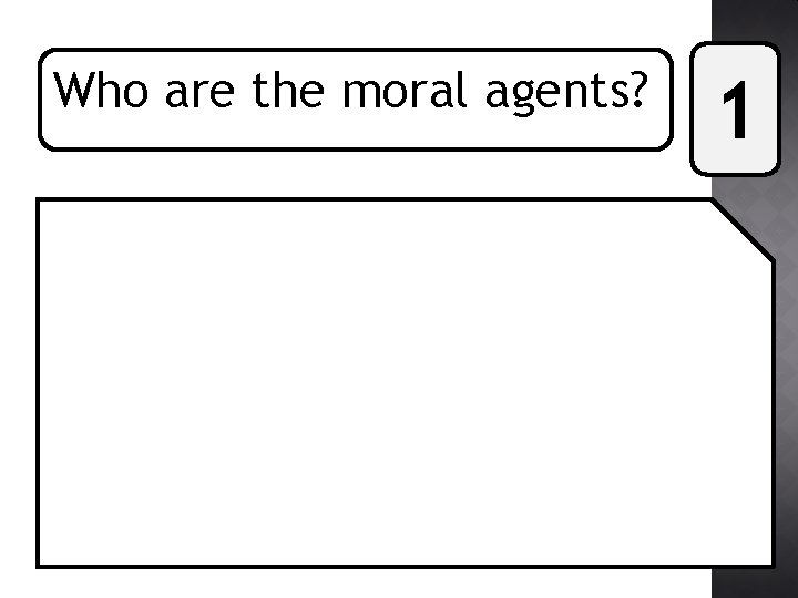 Who are the moral agents? 1 