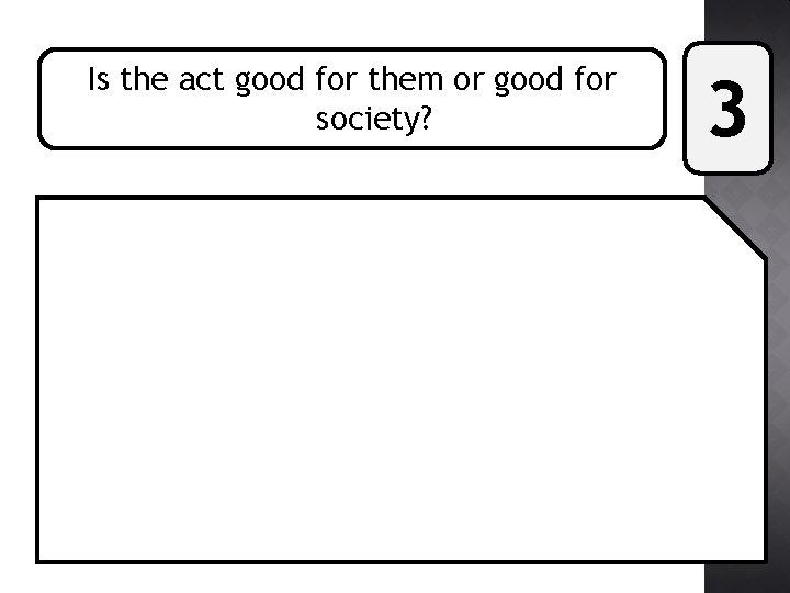 Is the act good for them or good for society? 3 