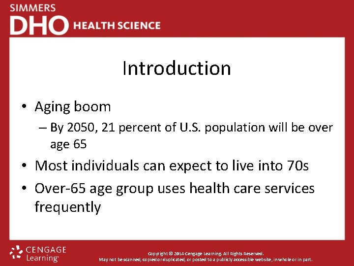 Introduction • Aging boom – By 2050, 21 percent of U. S. population will