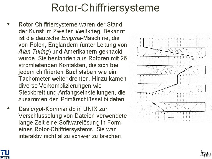 Rotor-Chiffriersysteme • Rotor-Chiffriersysteme waren der Stand der Kunst im Zweiten Weltkrieg. Bekannt ist die