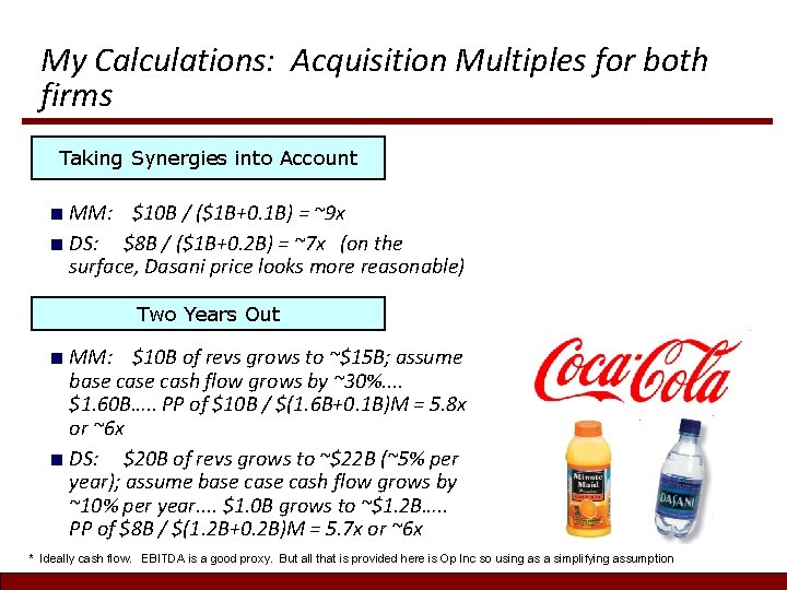 My Calculations: Acquisition Multiples for both firms Taking Synergies into Account ■ MM: $10 My Calculations: Acquisition Multiples for both firms Taking Synergies into Account ■ MM: $10