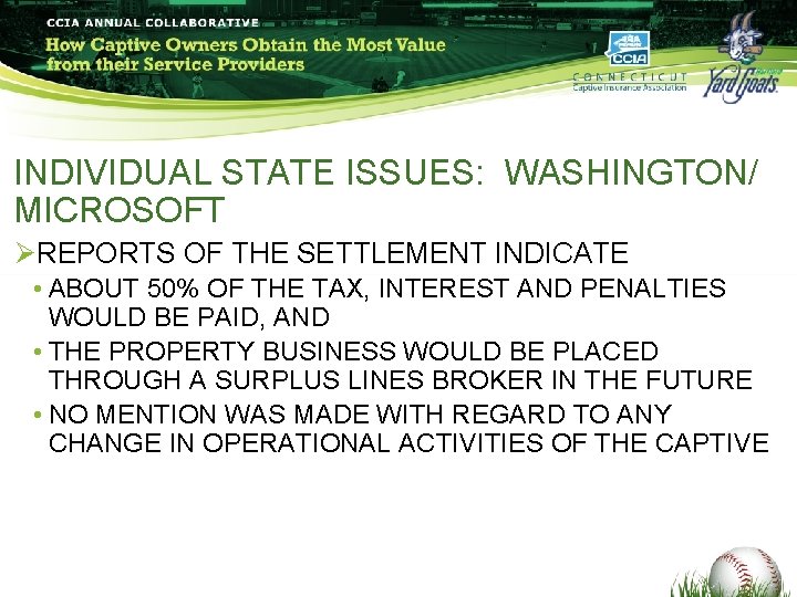 INDIVIDUAL STATE ISSUES: WASHINGTON/ MICROSOFT ØREPORTS OF THE SETTLEMENT INDICATE • ABOUT 50% OF INDIVIDUAL STATE ISSUES: WASHINGTON/ MICROSOFT ØREPORTS OF THE SETTLEMENT INDICATE • ABOUT 50% OF