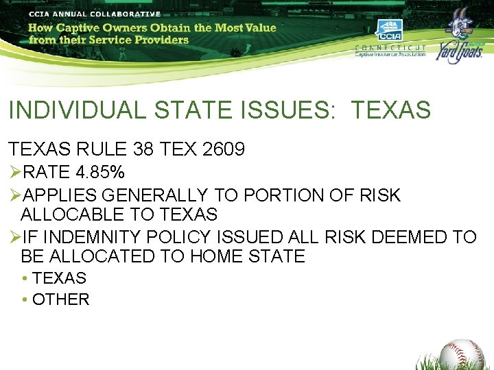 INDIVIDUAL STATE ISSUES: TEXAS RULE 38 TEX 2609 ØRATE 4. 85% ØAPPLIES GENERALLY TO INDIVIDUAL STATE ISSUES: TEXAS RULE 38 TEX 2609 ØRATE 4. 85% ØAPPLIES GENERALLY TO