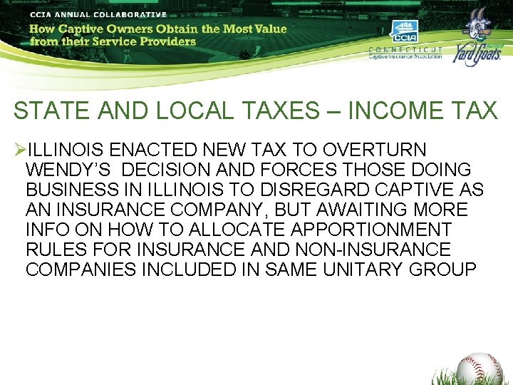 STATE AND LOCAL TAXES – INCOME TAX ØILLINOIS ENACTED NEW TAX TO OVERTURN WENDY’S STATE AND LOCAL TAXES – INCOME TAX ØILLINOIS ENACTED NEW TAX TO OVERTURN WENDY’S