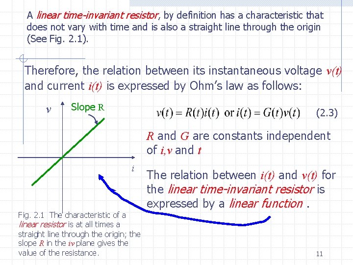 A linear time-invariant resistor, by definition has a characteristic that does not vary with