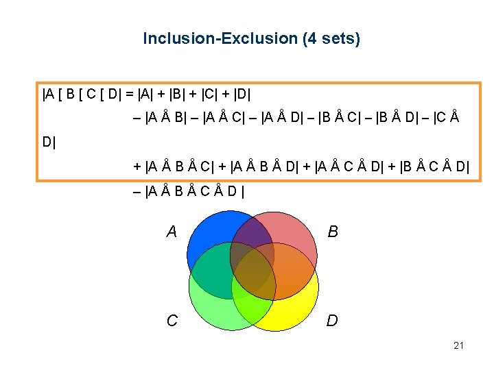 Binomial Coefficients Inclusionexclusion Principle A B C D