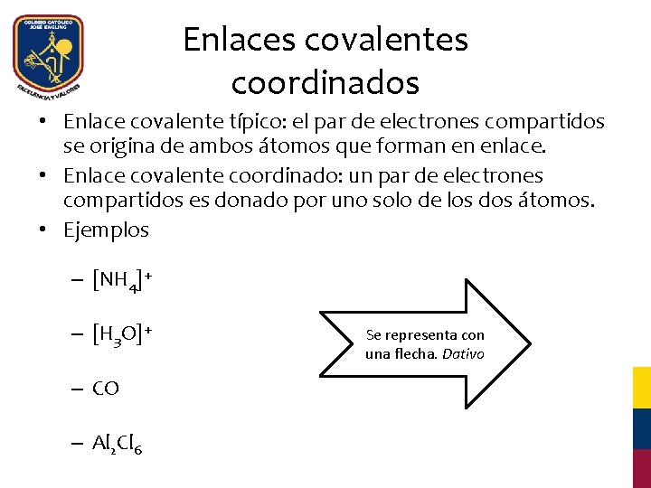 Enlaces covalentes coordinados • Enlace covalente típico: el par de electrones compartidos se origina