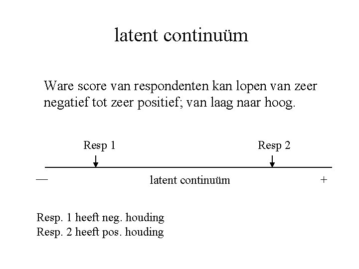 latent continuüm Ware score van respondenten kan lopen van zeer negatief tot zeer positief;