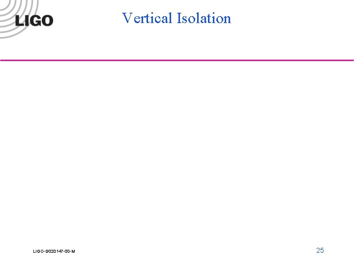 Vertical Isolation LIGO-G 020147 -00 -M 25 