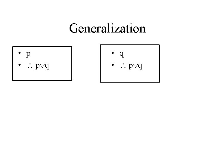 Generalization • p • p q • q • p q 