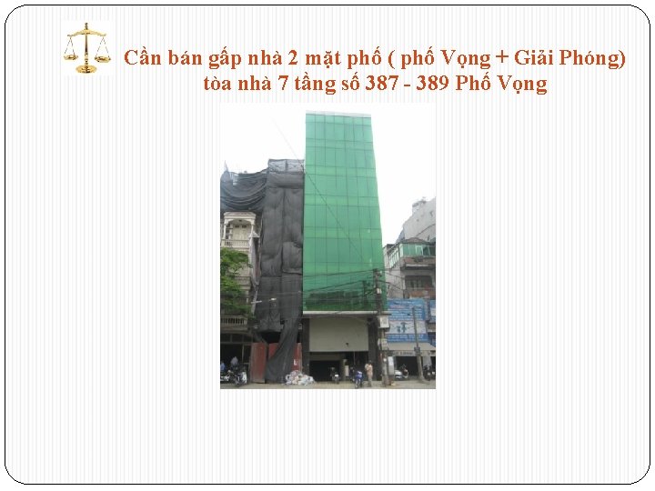 Cần bán gấp nhà 2 mặt phố ( phố Vọng + Giải Phóng) tòa