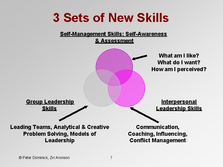 3 Sets of New Skills Self-Management Skills: Self-Awareness & Assessment What am I like? 3 Sets of New Skills Self-Management Skills: Self-Awareness & Assessment What am I like?