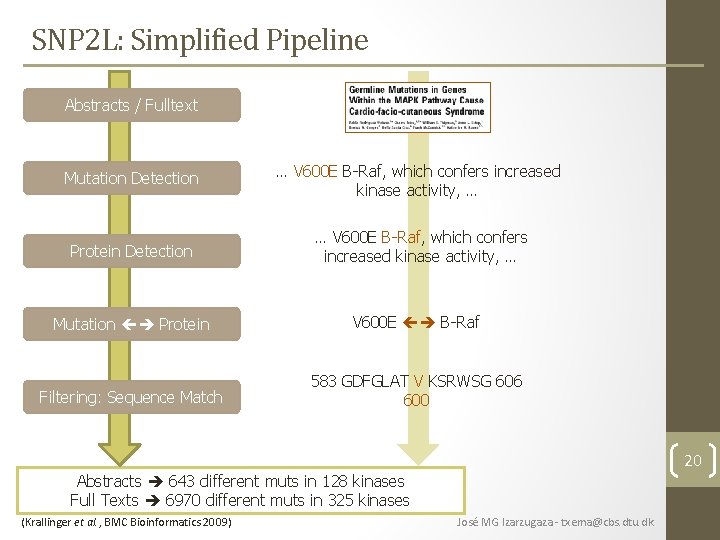 SNP 2 L: Simplified Pipeline Abstracts / Fulltext Mutation Detection … V 600 E SNP 2 L: Simplified Pipeline Abstracts / Fulltext Mutation Detection … V 600 E