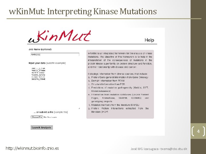 w. Kin. Mut: Interpreting Kinase Mutations 4 http: //wkinmut. bioinfo. cnio. es José MG w. Kin. Mut: Interpreting Kinase Mutations 4 http: //wkinmut. bioinfo. cnio. es José MG
