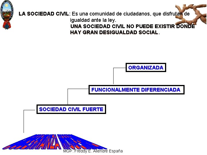 LA SOCIEDAD CIVIL: Es una comunidad de ciudadanos, que disfrutan de CIVIL igualdad ante