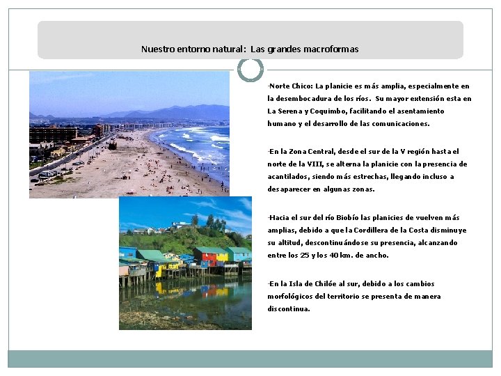 Nuestro entorno natural: Las grandes macroformas -Norte Chico: La planicie es más amplia, especialmente