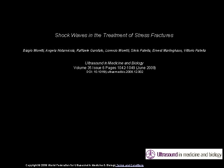 Shock Waves in the Treatment of Stress Fractures Biagio Moretti, Angela Notarnicola, Raffaele Garofalo,