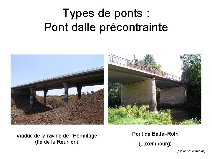 Types de ponts : Pont dalle précontrainte Viaduc de la ravine de l’Hermitage (Ile