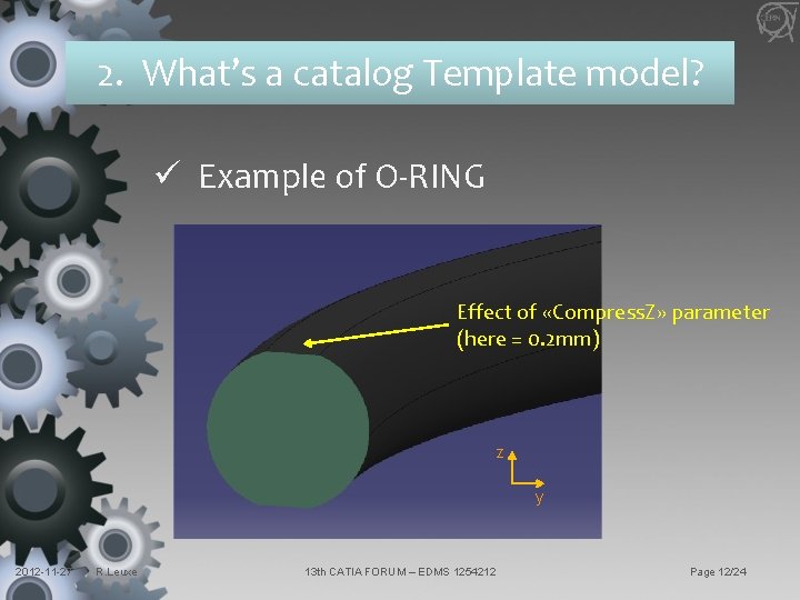 2. What’s a catalog Template model? ü Example of O-RING Effect of «Compress. Z»