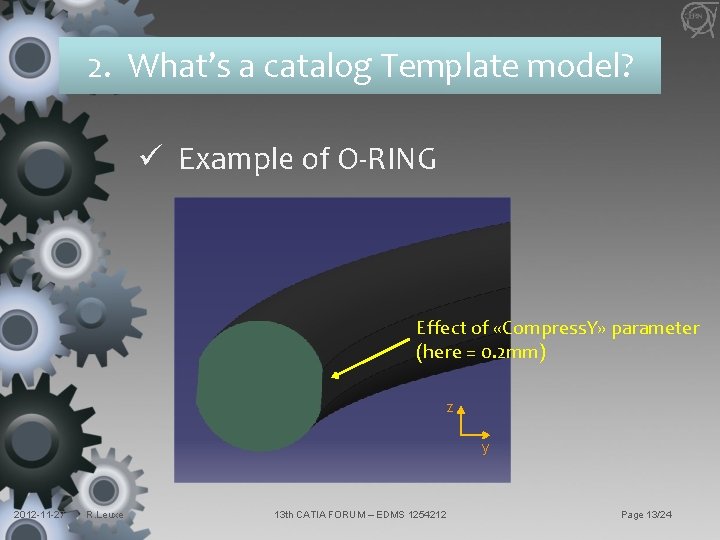 2. What’s a catalog Template model? ü Example of O-RING Effect of «Compress. Y»