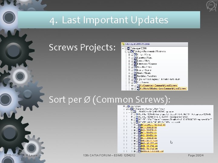 4. Last Important Updates Screws Projects: Sort per Ø (Common Screws): 2012 -11 -27