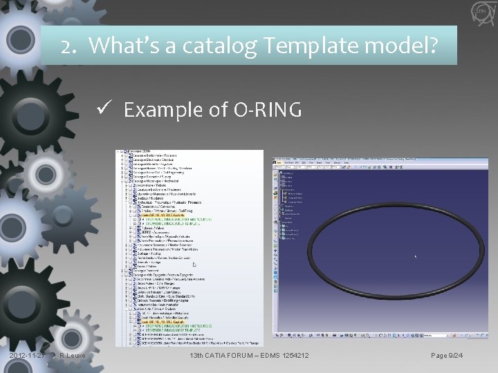 2. What’s a catalog Template model? ü Example of O-RING 2012 -11 -27 R.