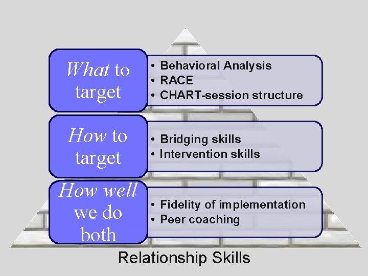 What to target • Behavioral Analysis • RACE • CHART-session structure How to target