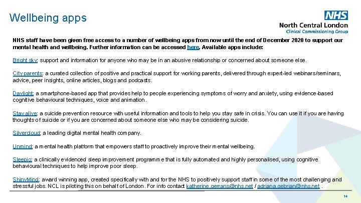 Wellbeing apps NHS staff have been given free access to a number of wellbeing