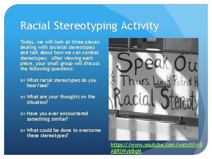 Racial Stereotyping Activity Today, we will look at three pieces dealing with societal stereotypes