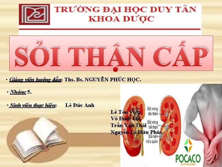 SỎI THẬN CẤP • Giảng viên hướng dẫn: Ths. Bs. NGUYỄN PHÚC HỌC. •