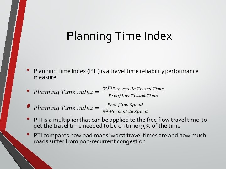 Planning Time Index • 