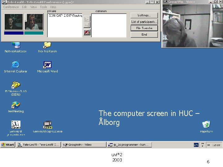 The computer screen in HUC – Ålborg uvi*2 2003 6 