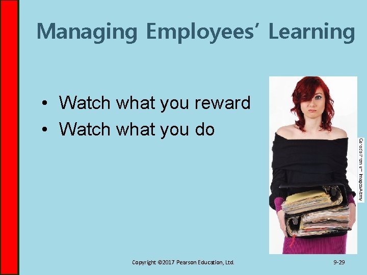 Managing Employees’ Learning • Watch what you reward • Watch what you do Copyright
