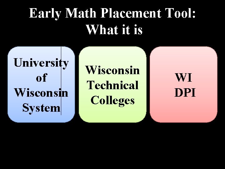 Early Math Placement Tool: What it is University of Wisconsin System Wisconsin Technical Colleges