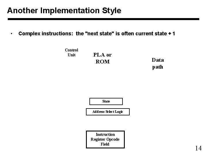 Another Implementation Style • Complex instructions: the "next state" is often current state +