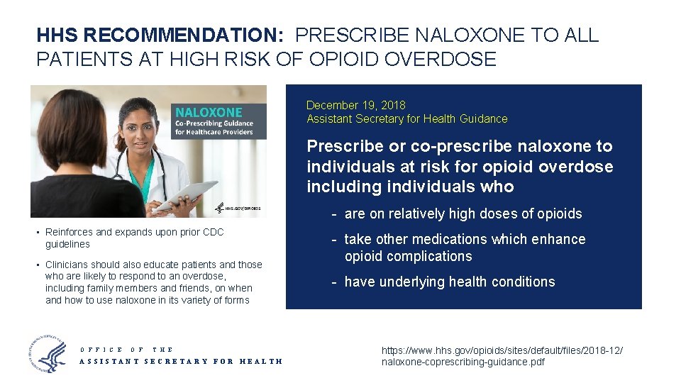 HHS RECOMMENDATION: PRESCRIBE NALOXONE TO ALL PATIENTS AT HIGH RISK OF OPIOID OVERDOSE December