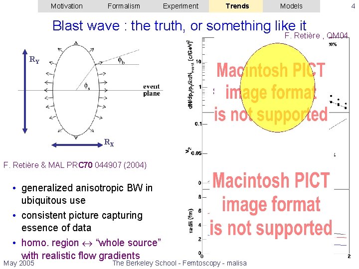 Motivation Formalism Experiment Trends Models Blast wave : the truth, or something like it