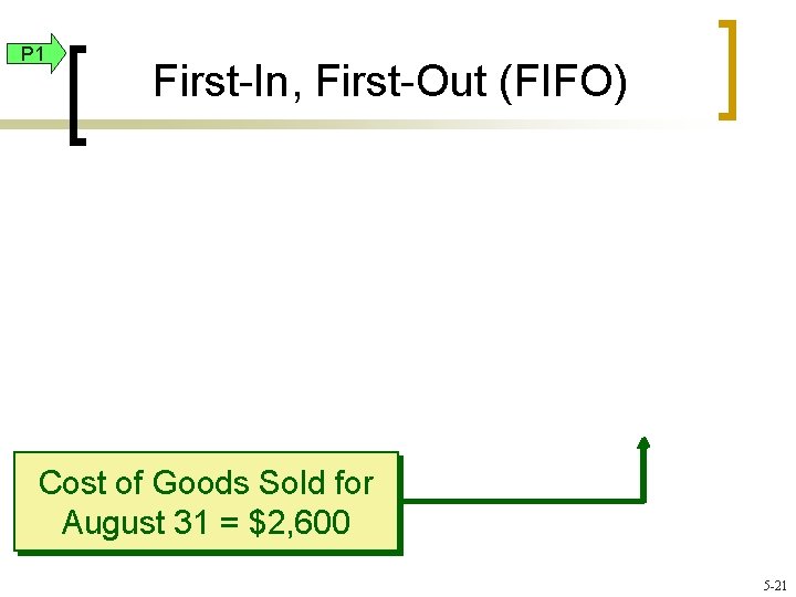 P 1 First-In, First-Out (FIFO) Cost of Goods Sold for August 31 = $2,