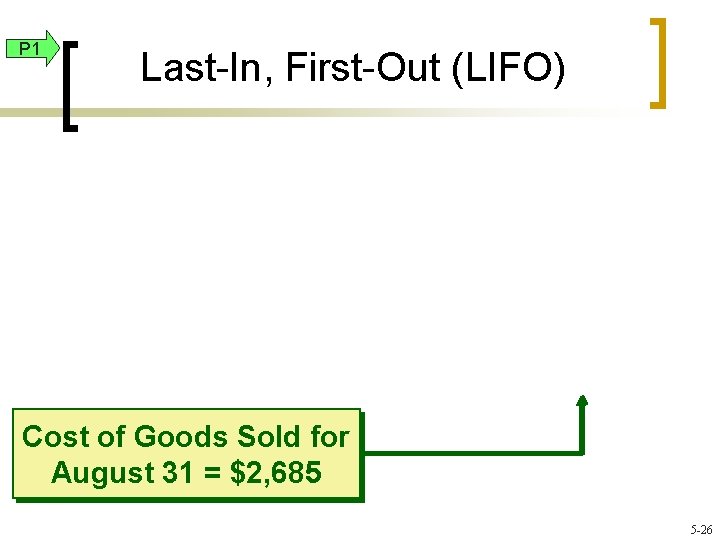 P 1 Last-In, First-Out (LIFO) Cost of Goods Sold for August 31 = $2,
