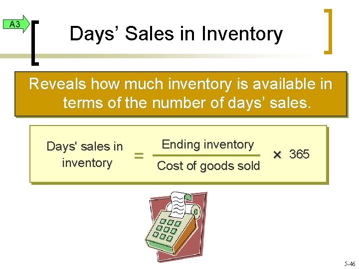 A 3 Days’ Sales in Inventory Reveals how much inventory is available in terms