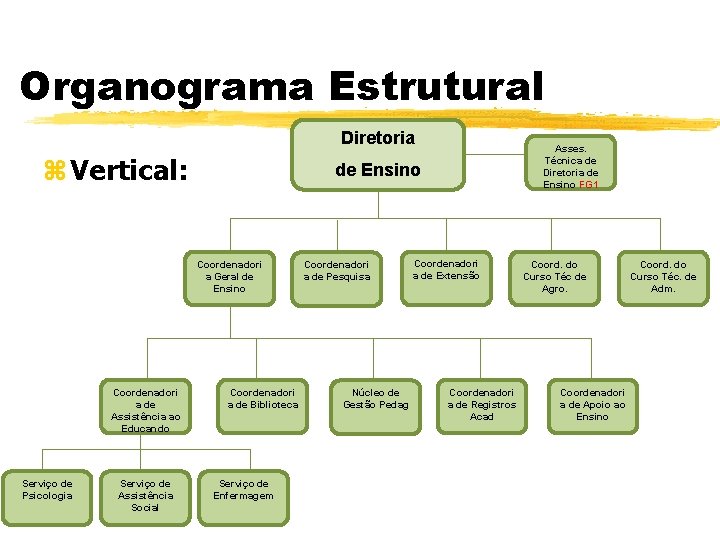 Organograma Estrutural Diretoria z Vertical: de Ensino Coordenadori a Geral de Ensino Coordenadori a