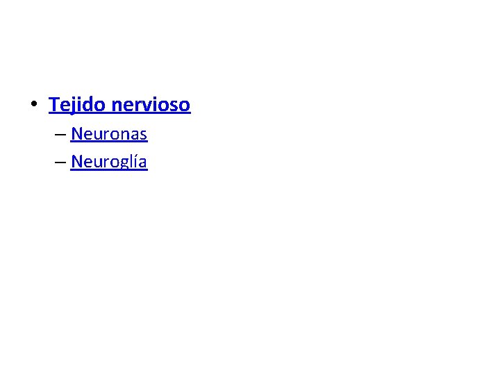  • Tejido nervioso – Neuronas – Neuroglía 
