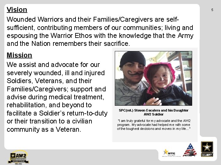 Vision Wounded Warriors and their Families/Caregivers are selfsufficient, contributing members of our communities; living