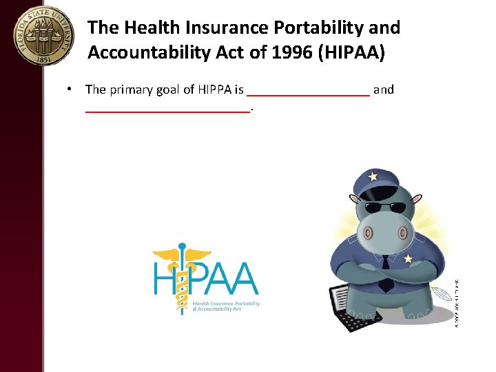 The Health Insurance Portability and Accountability Act of 1996 (HIPAA) • The primary goal